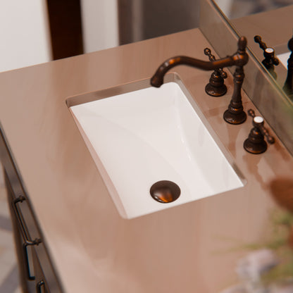 Rectangular Undermount White Porcelain Sink with Overflow, NP-U193902