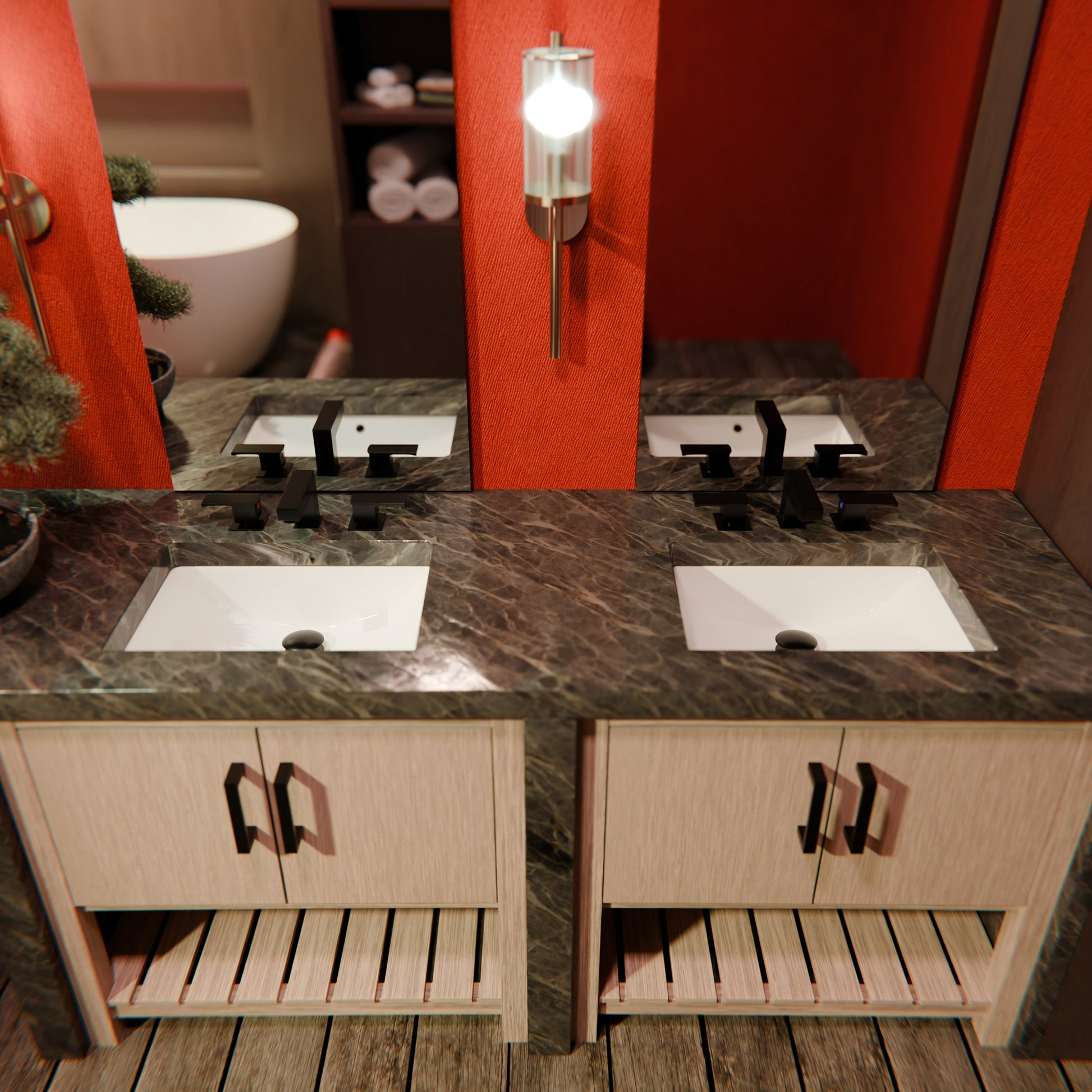 Rectangular white porcelain vessel sink with overflow, Novatto NP-U193906, designed for undermount installation in modern bathrooms.