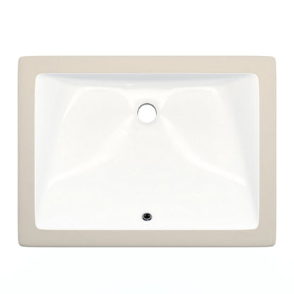 Rectangular Undermount White Porcelain Sink with Overflow, NP-U193906