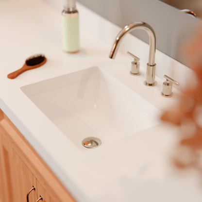 Shallow Rectangular Undermount White Porcelain Sink with Overflow, NP-U193911
