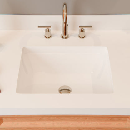 Shallow Rectangular Undermount White Porcelain Sink with Overflow, NP-U193911
