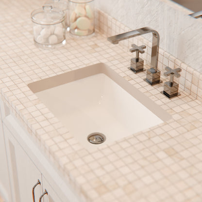 Shallow Rectangular Undermount White Porcelain Sink with Overflow, NP-U193911