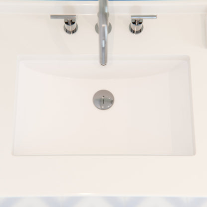 Extra Wide Rectangular Undermount White Porcelain Sink with Overflow, NP-U213907