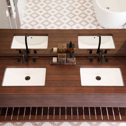 Extra Wide Rectangular Undermount White Porcelain Sink with Overflow, NP-U213907