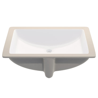 Extra Wide Rectangular Undermount White Porcelain Sink with Overflow, NP-U213907