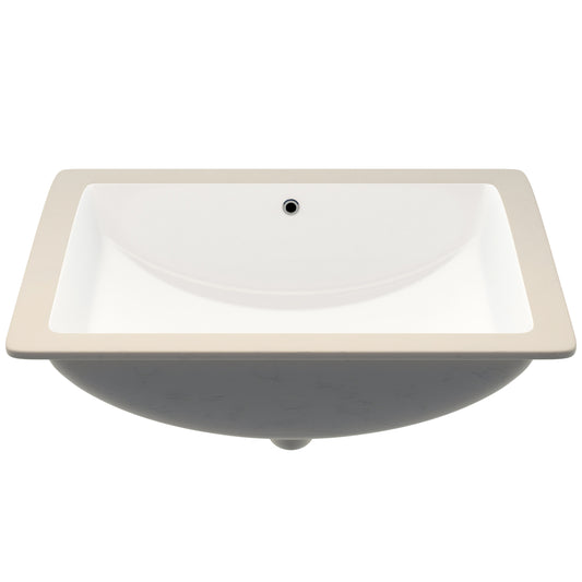 Extra Wide Rectangular Undermount White Porcelain Sink with Overflow, NP-U213907