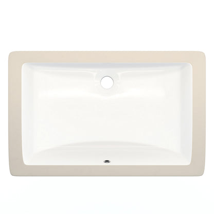 Extra Wide Rectangular Undermount White Porcelain Sink with Overflow, NP-U213907