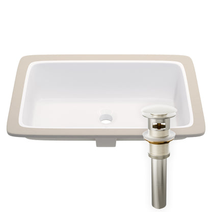 Rectangular Undermount White Porcelain Sink with Overflow, NP-U233921