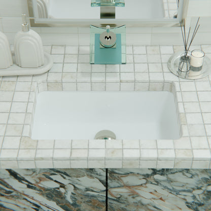 Rectangular Undermount White Porcelain Sink with Overflow, NP-U233921