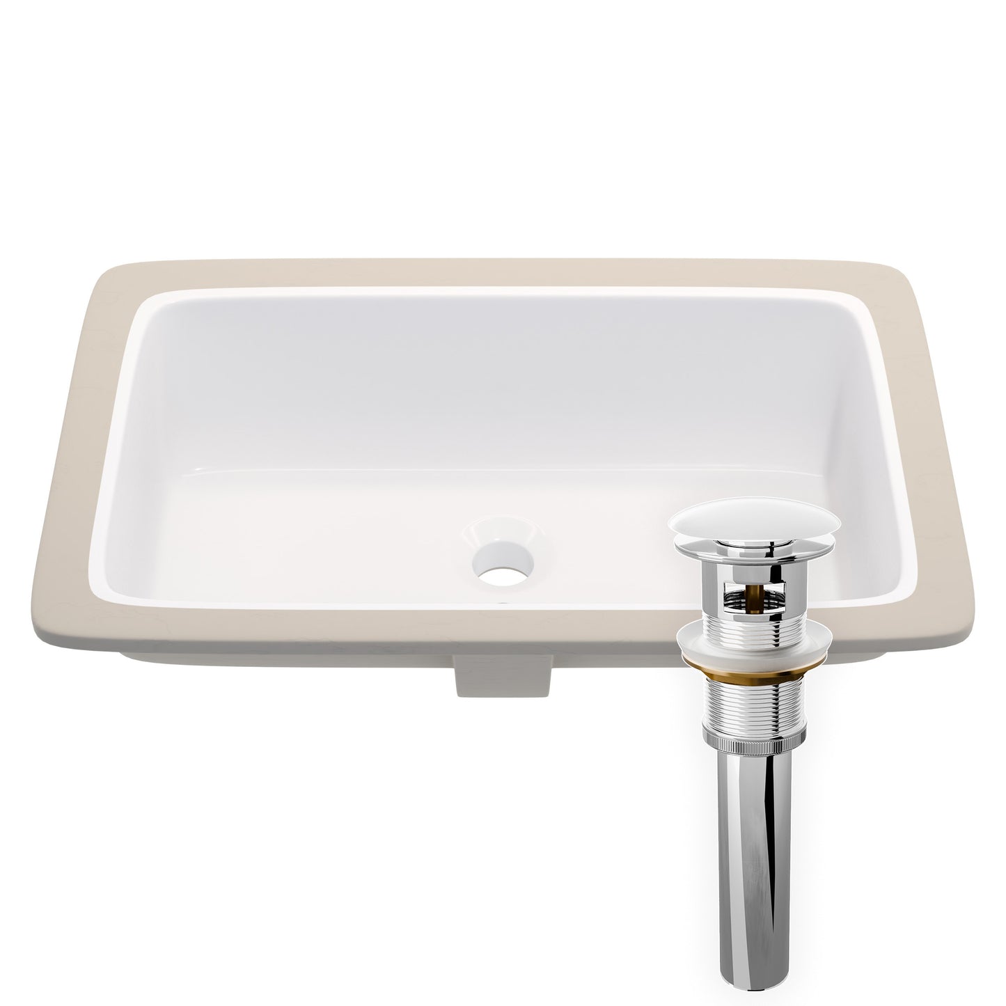 Rectangular Undermount White Porcelain Sink with Overflow, NP-U233921