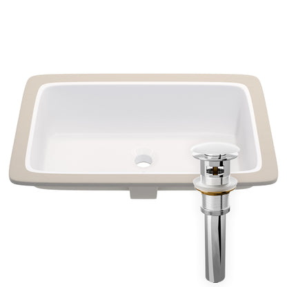 Rectangular Undermount White Porcelain Sink with Overflow, NP-U233921