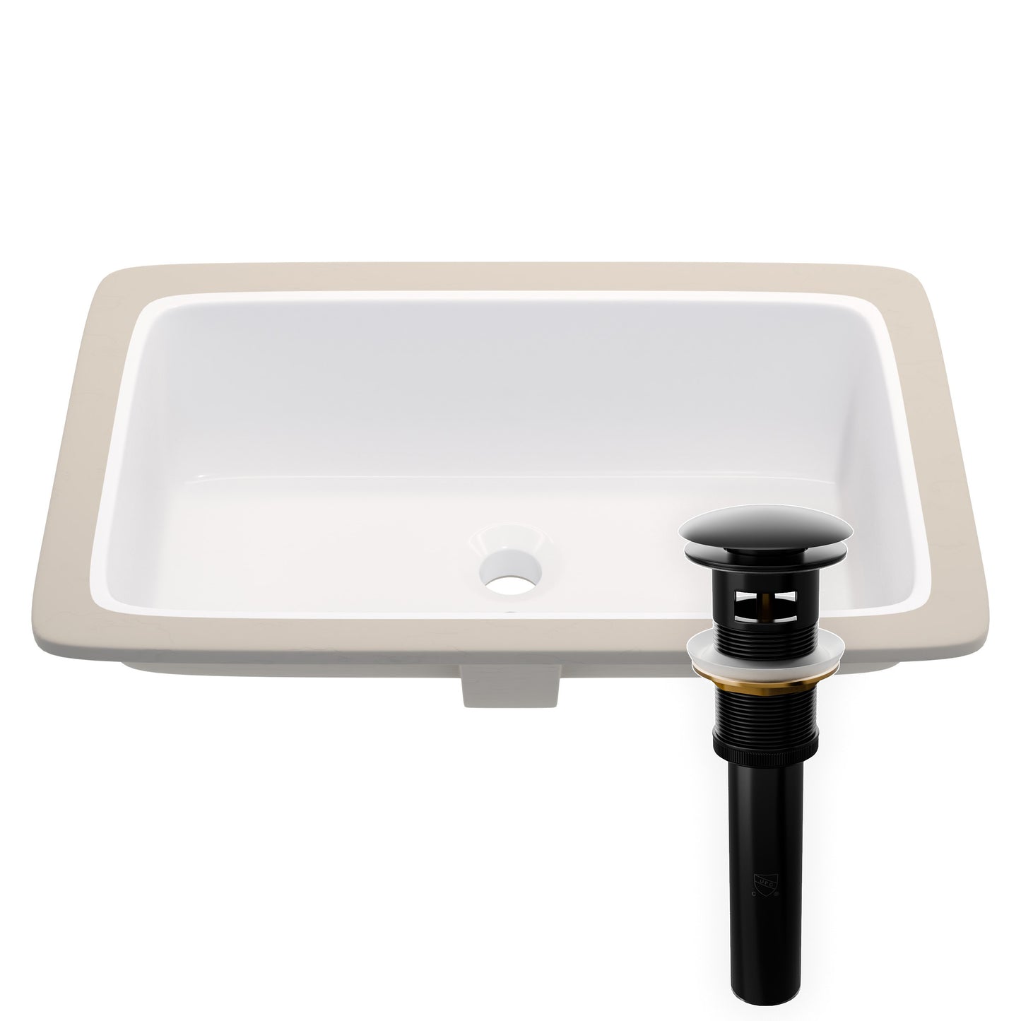 Rectangular Undermount White Porcelain Sink with Overflow, NP-U233921