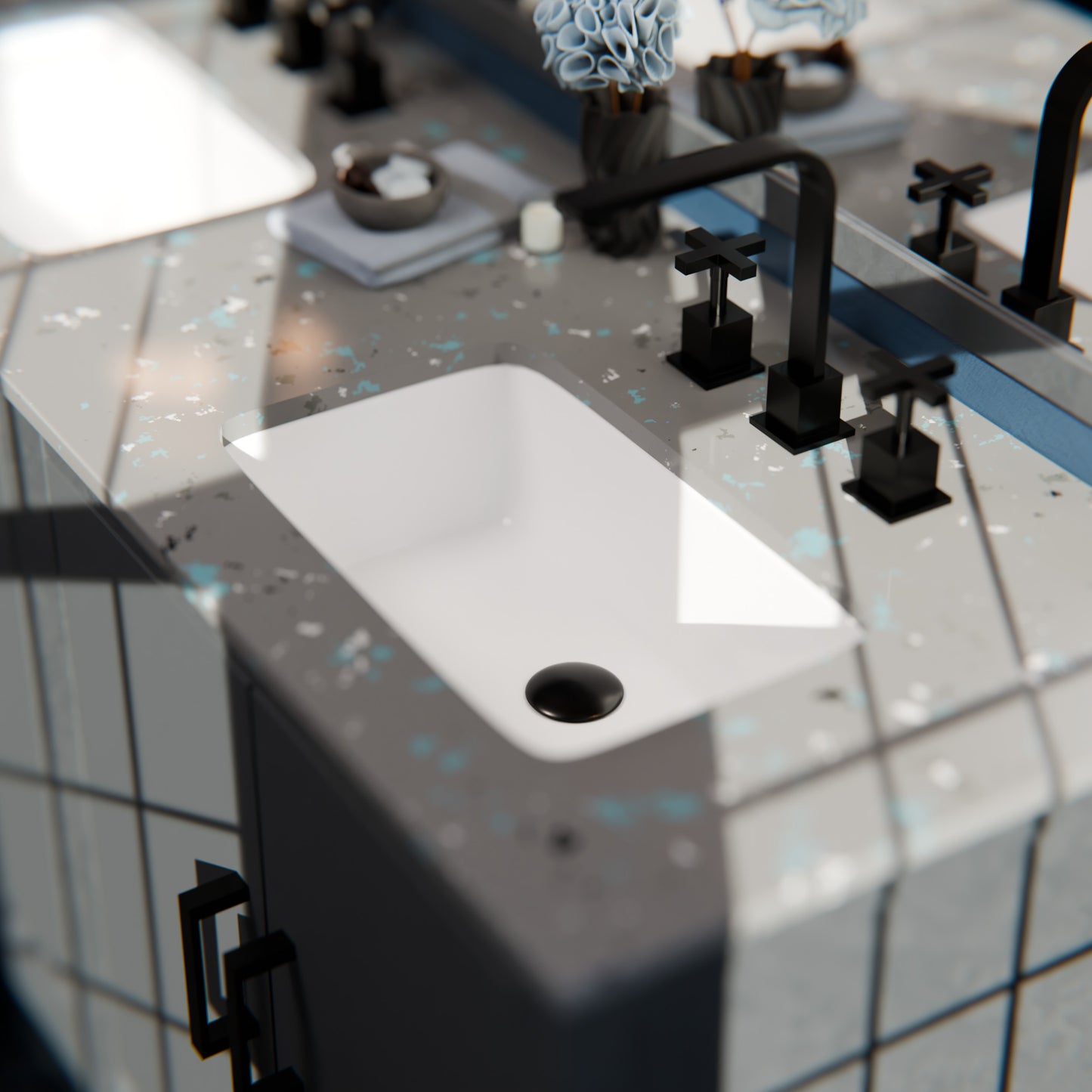 Rectangular Undermount White Porcelain Sink with Overflow, NP-U233921