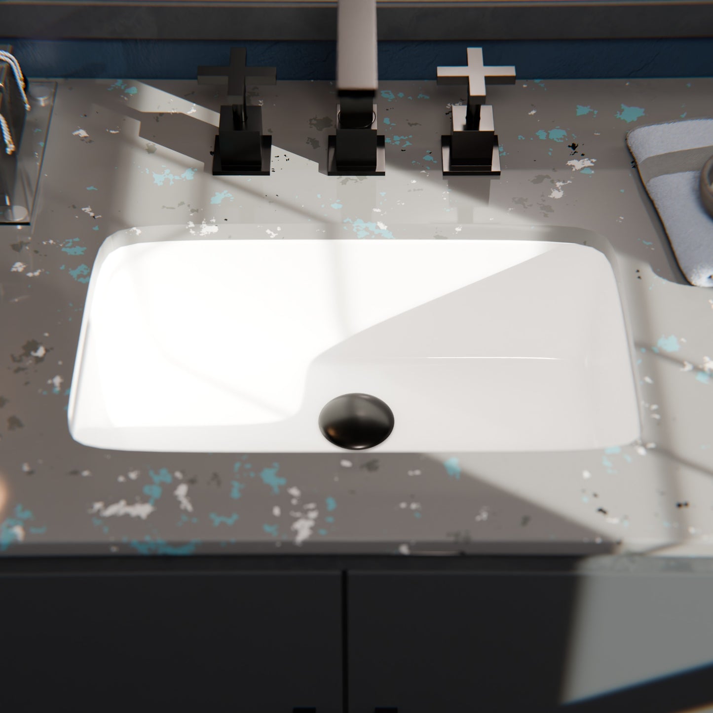 Rectangular Undermount White Porcelain Sink with Overflow, NP-U233921