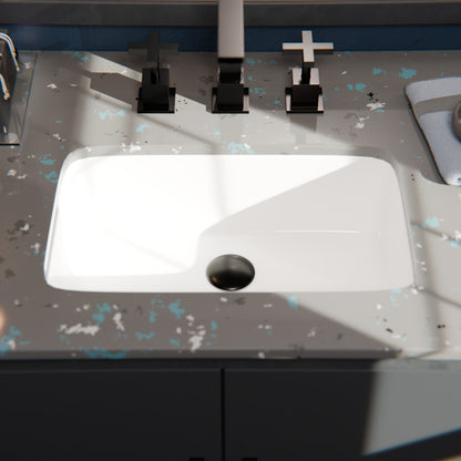 Rectangular Undermount White Porcelain Sink with Overflow, NP-U233921