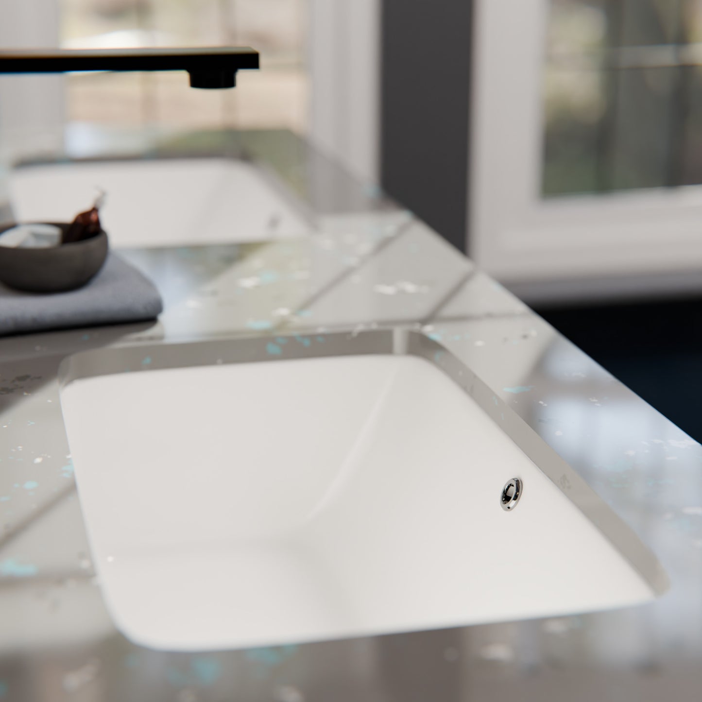 Rectangular Undermount White Porcelain Sink with Overflow, NP-U233921