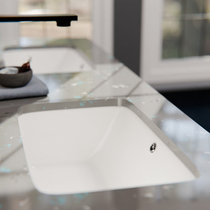 Rectangular Undermount White Porcelain Sink with Overflow, NP-U233921