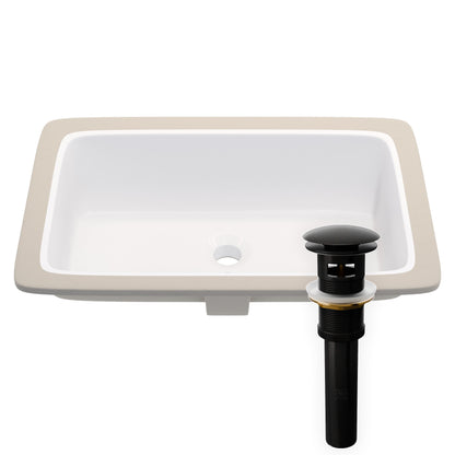 Rectangular Undermount White Porcelain Sink with Overflow, NP-U233921