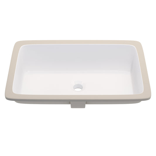 Rectangular Undermount White Porcelain Sink with Overflow, NP-U233921