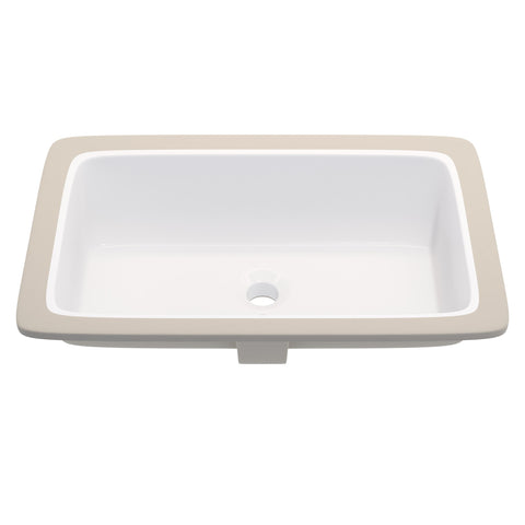 Rectangular Undermount White Porcelain Sink with Overflow, NP-U233921