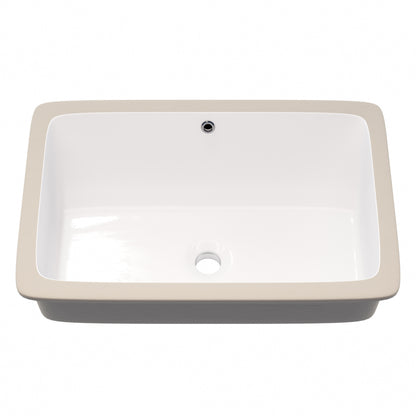 Rectangular Undermount White Porcelain Sink with Overflow, NP-U233921