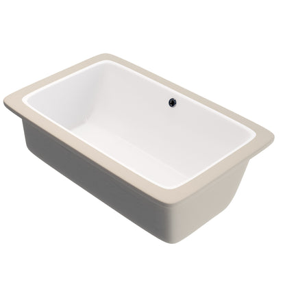 Rectangular Undermount White Porcelain Sink with Overflow, NP-U233921