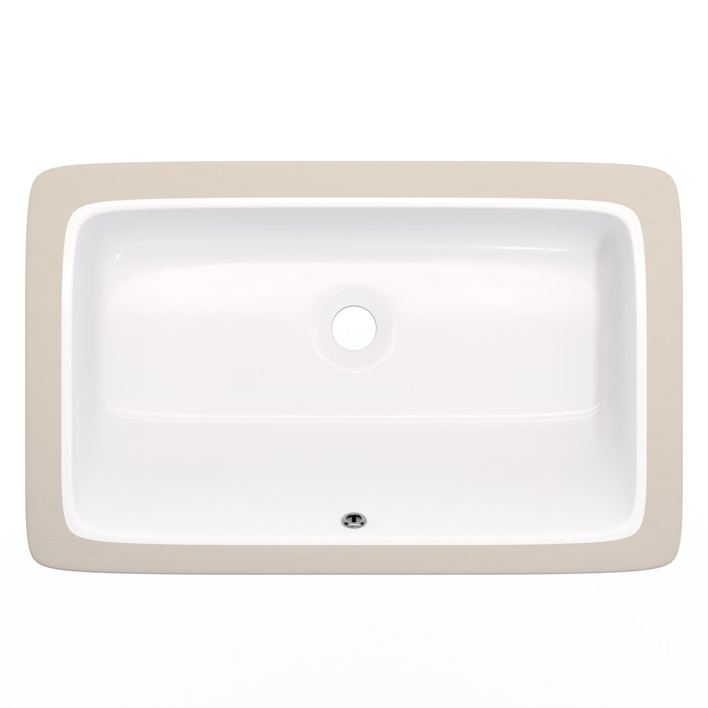 Rectangular Undermount White Porcelain Sink with Overflow, NP-U233921