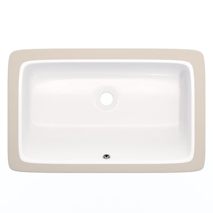 Rectangular Undermount White Porcelain Sink with Overflow, NP-U233921