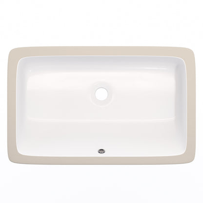 Rectangular Undermount White Porcelain Sink with Overflow, NP-U233921