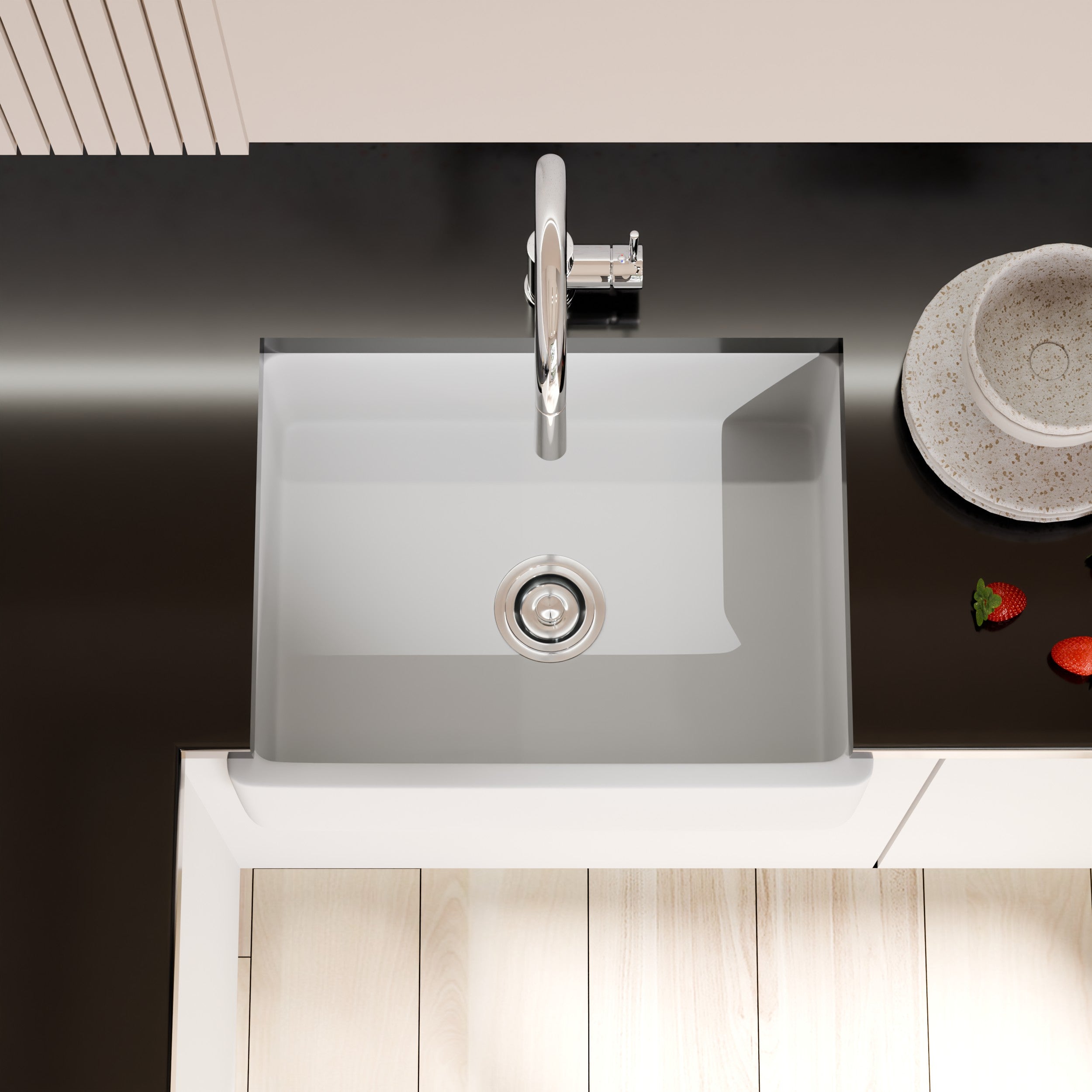 24-Inch Single Bowl Farmhouse Fireclay Kitchen Sink | Novatto