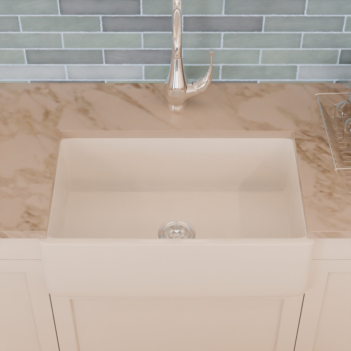 30-Inch Single Bowl Farmhouse Porcelain Kitchen Sink w/Apron, NPK-304923