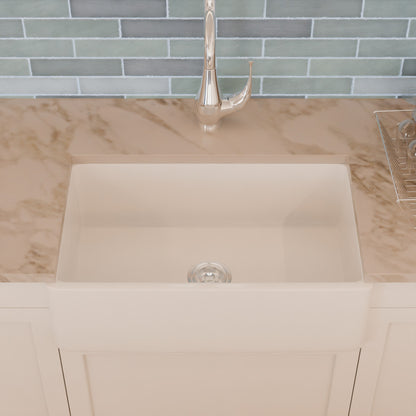 30-Inch Single Bowl Farmhouse Porcelain Kitchen Sink w/Apron, NPK-304923