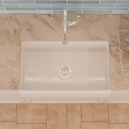 30-Inch Single Bowl Farmhouse Porcelain Kitchen Sink w/Apron, NPK-304923