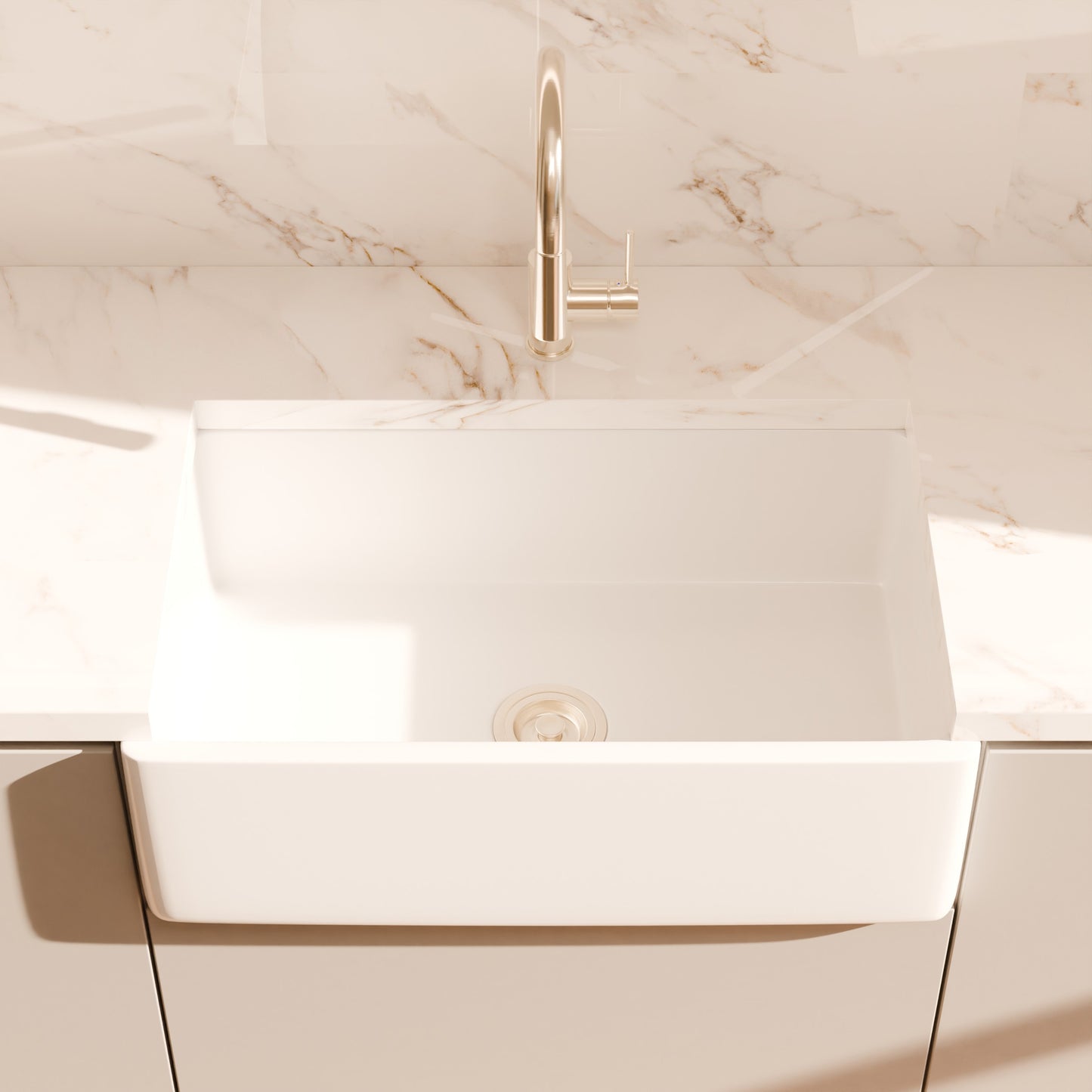 30-Inch Single Bowl Farmhouse Porcelain Kitchen Sink w/Apron, NPK-304923