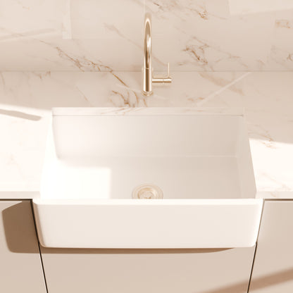 30-Inch Single Bowl Farmhouse Porcelain Kitchen Sink w/Apron, NPK-304923
