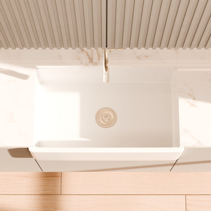 30-Inch Single Bowl Farmhouse Porcelain Kitchen Sink w/Apron, NPK-304923