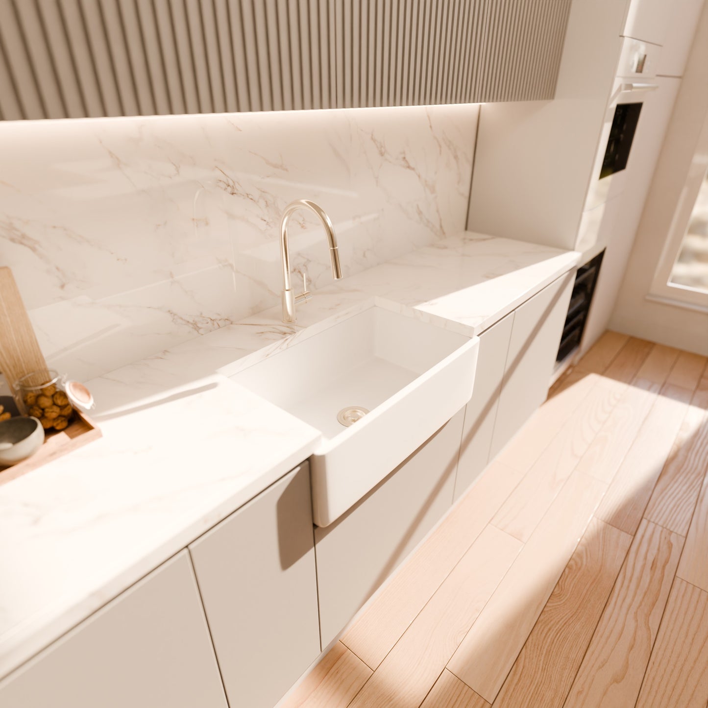 30-Inch Single Bowl Farmhouse Porcelain Kitchen Sink w/Apron, NPK-304923