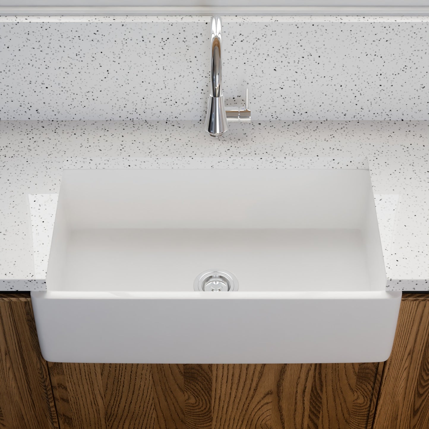 33-Inch Single Bowl Farmhouse Porcelain Kitchen Sink w/Apron, NPK-334925