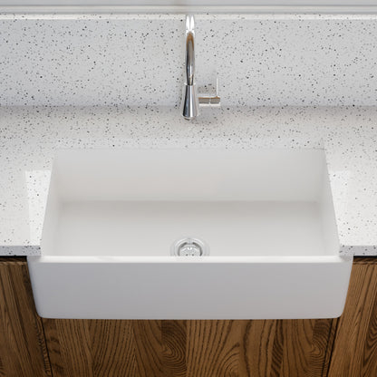 33-Inch Single Bowl Farmhouse Porcelain Kitchen Sink w/Apron, NPK-334925