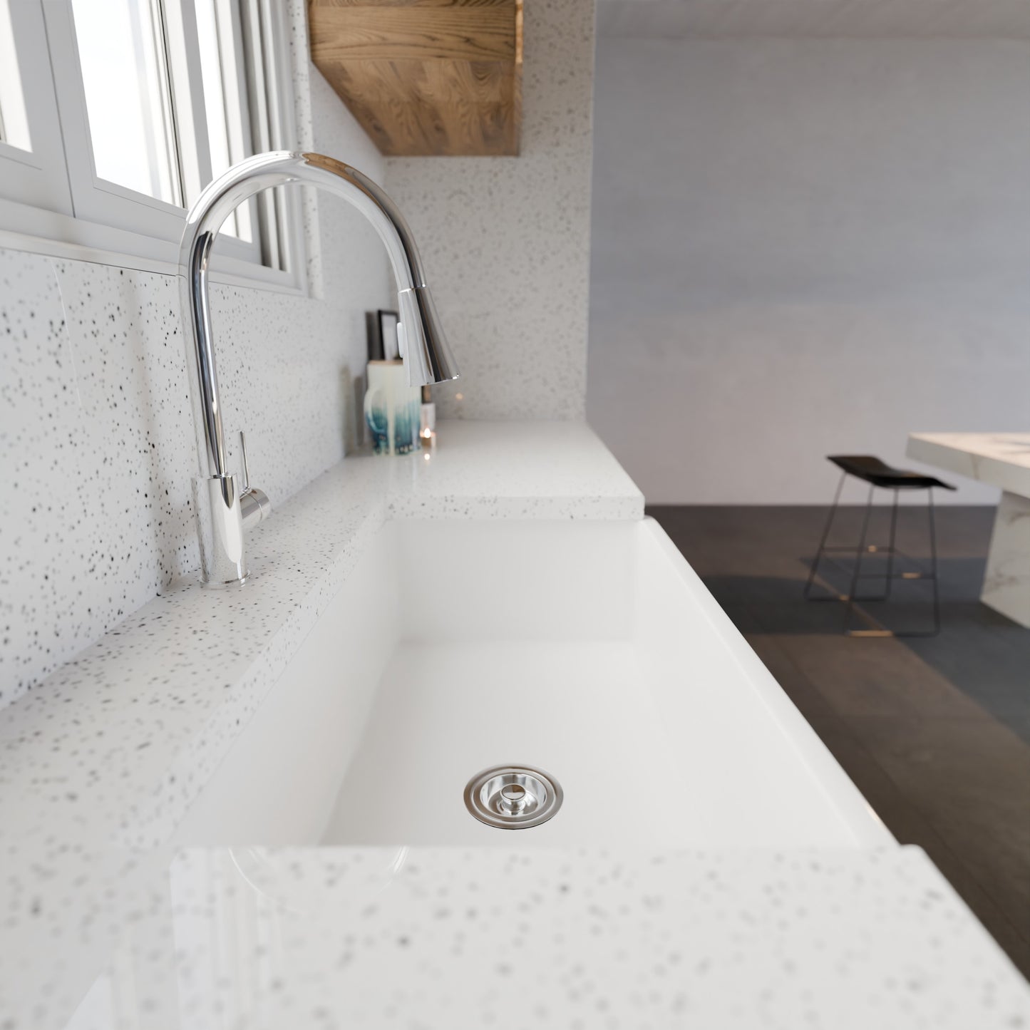 33-Inch Single Bowl Farmhouse Porcelain Kitchen Sink w/Apron, NPK-334925