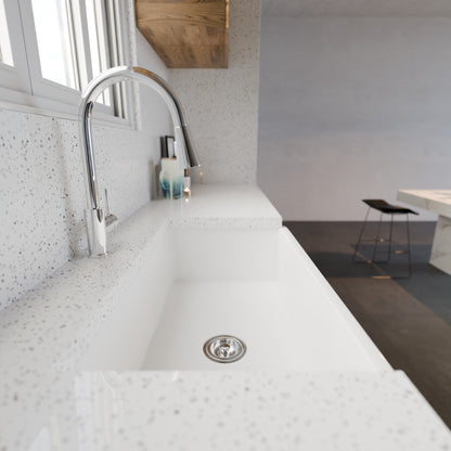 33-Inch Single Bowl Farmhouse Porcelain Kitchen Sink w/Apron, NPK-334925