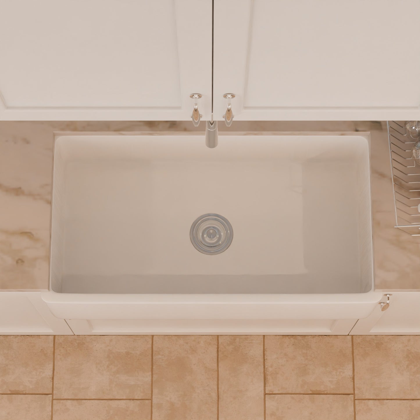 33-Inch Single Bowl Farmhouse Porcelain Kitchen Sink w/Apron, NPK-334925