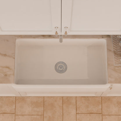 33-Inch Single Bowl Farmhouse Porcelain Kitchen Sink w/Apron, NPK-334925