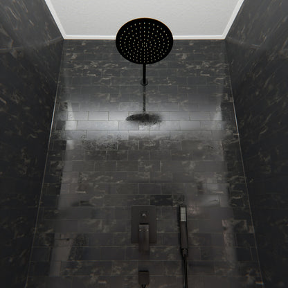 Novatto 10-inch round rainfall shower head for shower and bathtub, showcasing a sleek chrome finish and multi-jet spray pattern.