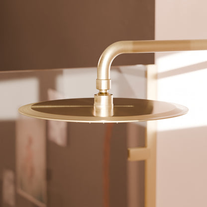 Novatto 10-inch round rainfall shower head for shower and bathtub, with a sleek design and multiple spray settings.