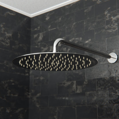 Novatto 12-inch round rainfall shower head for shower and bathtub, chrome finish with wide spray pattern