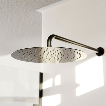 Novatto 12-inch Round Rainfall Shower Head for shower and bathtub, featuring a sleek chrome finish and multiple spray settings.