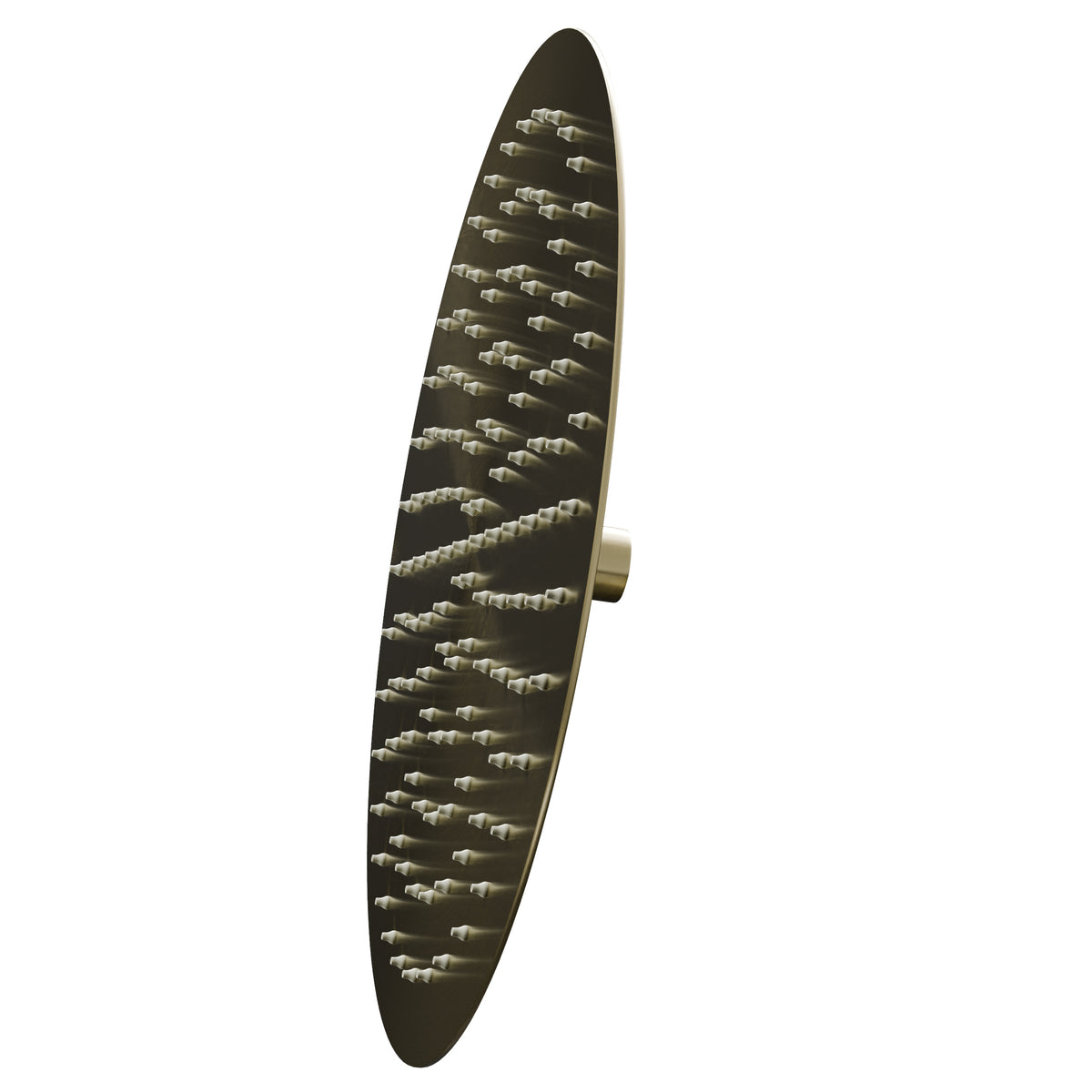 Round rainfall shower head by Novatto, 12-inch diameter, modern design perfect for shower and bathtub use.