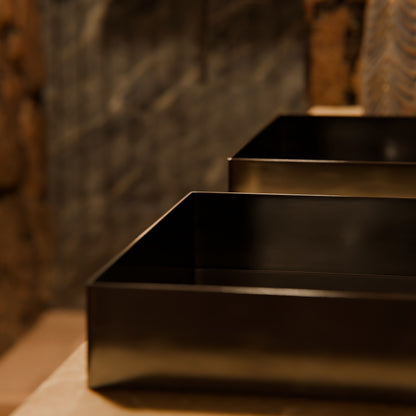 Rectangular Stainless Steel Vessel Bathroom Sink in Gunmetal Black NSRV-023GM