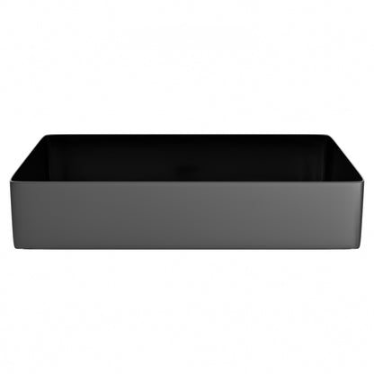 Rectangular stainless steel modern bathroom sink in gun metal black with sleek design, by Novatto.